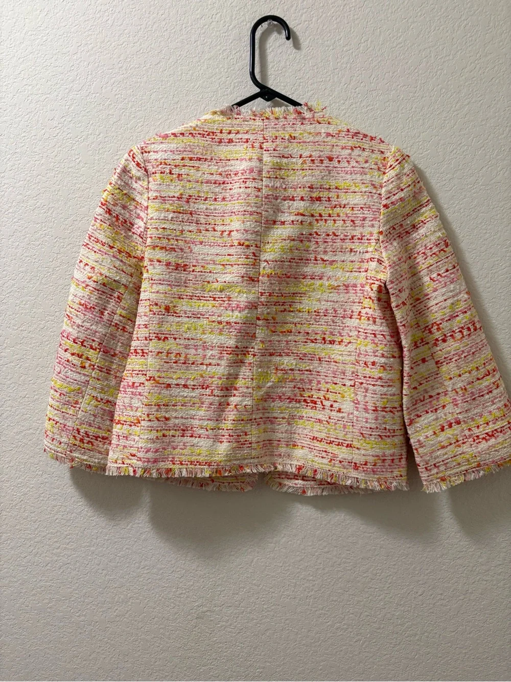 Kate Spade New York Tweed Jacket Paris Pink pockets fringed edges Size 0 NWOT